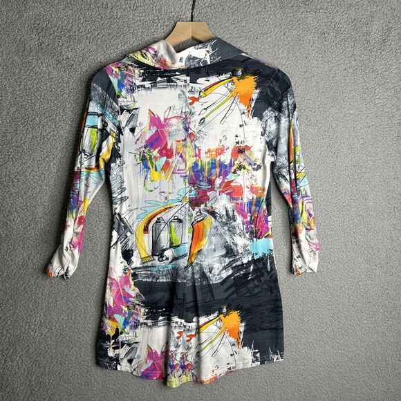 SNOSKINS Button Top Womens Small Colorful Artsy Graffiti Abstract Fun Casual - Picture 8 of 12